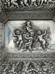 Derby Silver Plate Repousse Bread Bowl With Putti Decoration 