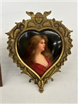 Pair of Hand Painted Miniature in Victorian Brass Frames