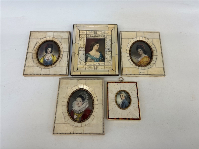 (5) Hand Painted Miniature Portraits