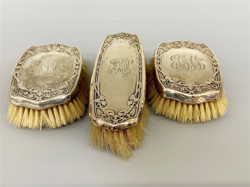 (3) Foster & Bailey Sterling Silver Ladies Dresser Brush Set