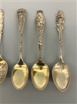 (5) Sterling Silver Demitasse Souvenir Spoons
