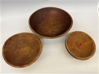 (4) Hand Carved Farmhouse Dough Bowls