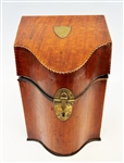 English Serpentine Mahogany Inlaid Cutlery Box