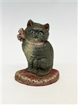 After Hubley Cast Iron Cat Door Stop With Original Paint