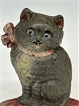After Hubley Cast Iron Cat Door Stop With Original Paint