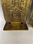Pair 18th Century Hand Hammered Brass Wall Candle Sconces
