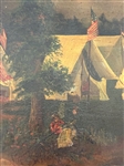 Folk Art Civil War Encampment Painting and Mixed Media