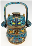 19th Century Cloissone Handled Food Pot