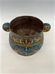 19th Century Cloissone Handled Food Pot