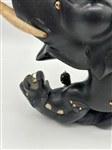 Ebony Carved Elephant With Attacking Lions