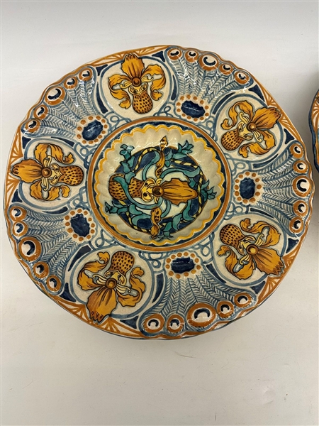 Pair of Large Majolica Stoneware Chargers