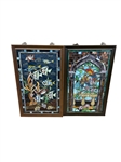 (2) Stained Glass Windows Birds and Fish