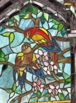 (2) Stained Glass Windows Birds and Fish