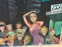 Matt Ruuska Mixed Media Painting 1981 Street People