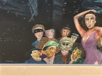 Matt Ruuska Mixed Media Painting 1981 Street People
