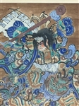 Style of Kuniyoshi Samurai Watercolor Painting