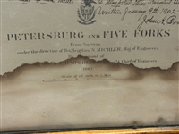 1864 Civil War Map Petersburg and Five Forks