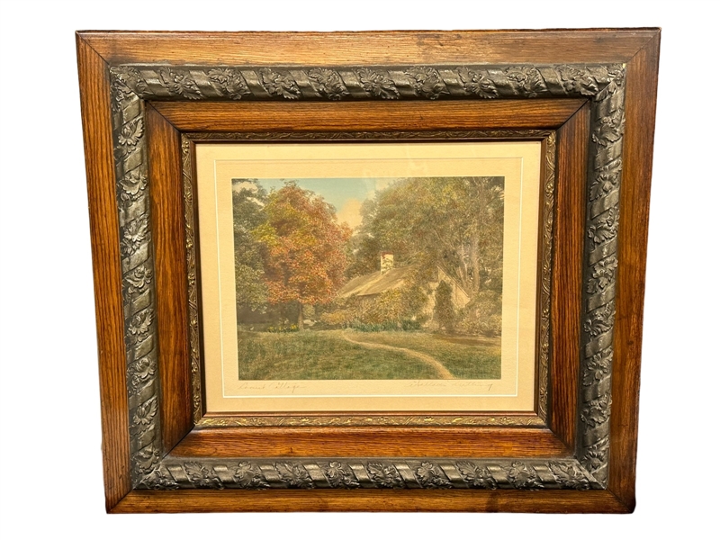 Wallace Nutting Hand Tinted Photograph "Locust Cottage"