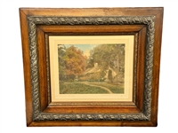 Wallace Nutting Hand Tinted Photograph "Locust Cottage"