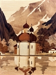 Wood Inlaid Art Signed B.G. Germany St. Bartholoma