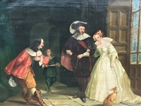 Oil on Canvas Musketeer in Gilt Gesso Frame