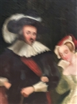 Oil on Canvas Musketeer in Gilt Gesso Frame