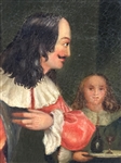 Oil on Canvas Musketeer in Gilt Gesso Frame
