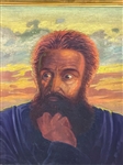 Oil on Board In Gilt Gesso Frame Man With Red Hair