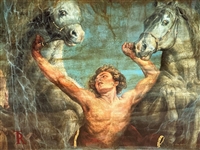 Tomasz Rut Embellished Giclee Man With Two Horses