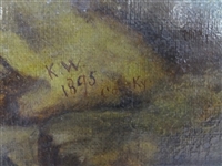Original Oil on Canvas River Landscape in Gilt Frame