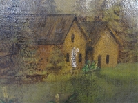 Original Oil on Canvas River Landscape in Gilt Frame