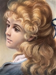 Oval Pastel Portrait Painting Young Girl