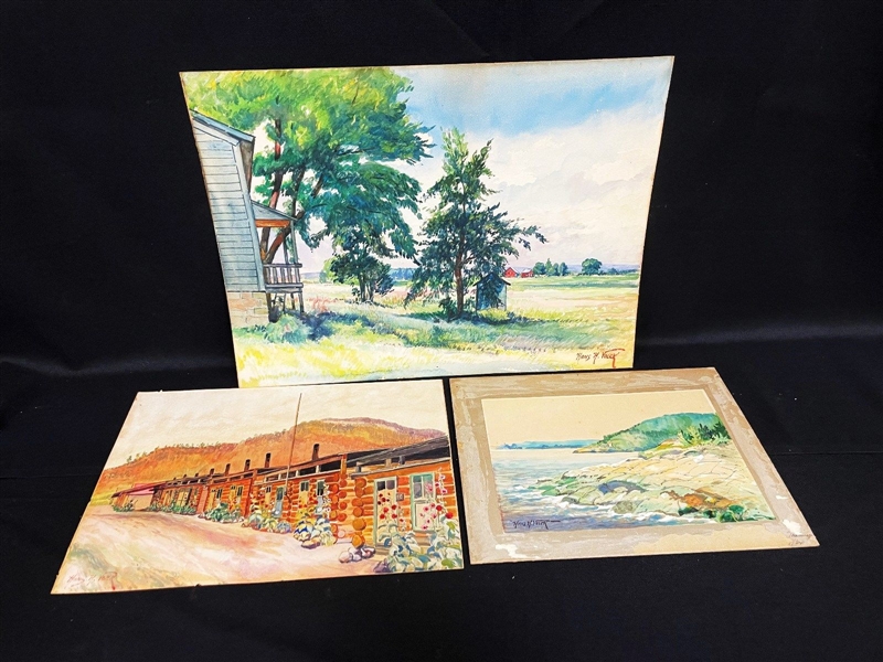 (3) Hans H. Volck Watercolor Paintings Unframed