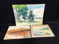 (3) Hans H. Volck Watercolor Paintings Unframed