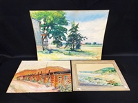 (3) Hans H. Volck Watercolor Paintings Unframed