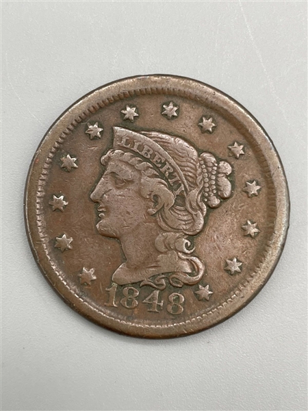 1848 United States Liberty Head Large One Cent Coin