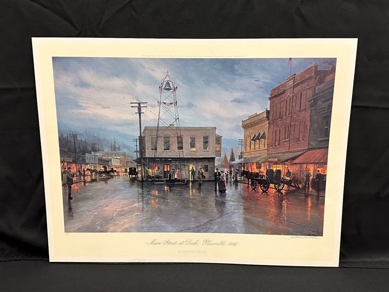 Thomas Kinkade A/P Lithograph "Main St. at Dusk Placerville 1916"