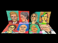 (8) Dorothy Baka Caricature Paintings on Paper