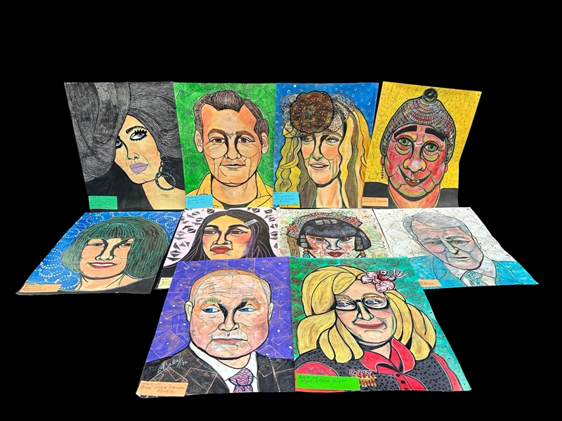 (10) Dorothy Baka Caricature Paintings on Paper