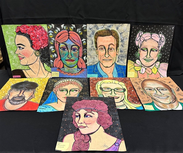 (9) Dorothy Baka Caricature Paintings on Paper