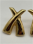14k Gold Earrings X Shape Modern 