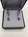 14k White Gold Amethyst and Diamond Drop Earrings