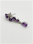 14k White Gold Amethyst and Diamond Drop Earrings