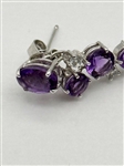 14k White Gold Amethyst and Diamond Drop Earrings