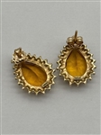 14k Gold Cushion Cut Citrine and Diamond Pendant Set