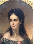 Oil Painting on Canvas Large Portrait of a Woman Signed Pine 1873