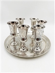 Russian Silver Kiddish Cup Set and Tray Moscow 1700-1720