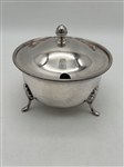 Silver Plate 3 Footed Cobalt Condiment Lidded Jar