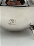 Silver Plate 3 Footed Cobalt Condiment Lidded Jar