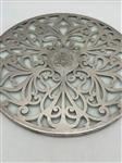 Scrolled Sterling Silver Glass Reticulated Tray